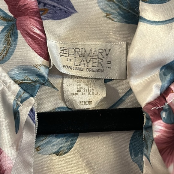 Vintage Primary Layer Medium Rose Floral Satin Caftan Housecoat Robe Nightgown - Picture 13 of 17